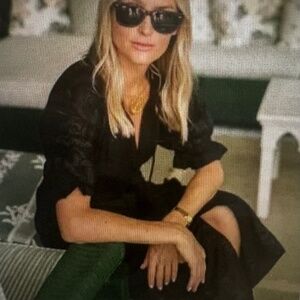 Julia Amory Short Sleeved Coat Caftan in Caviar